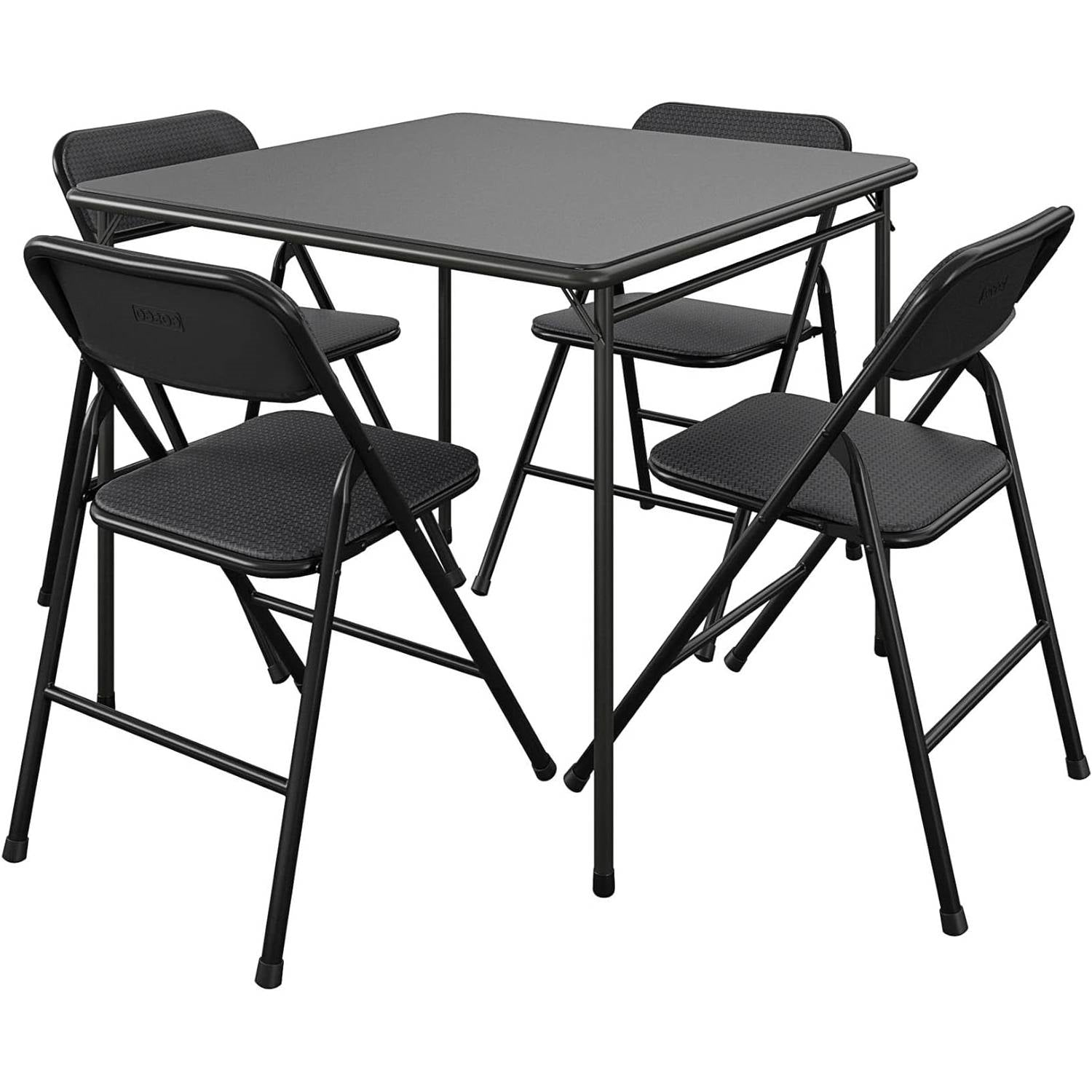 Black 5-Piece Square Folding Dining Table with 4 Chairs Guest Set Card Table LuxuryLifeWay Online Store