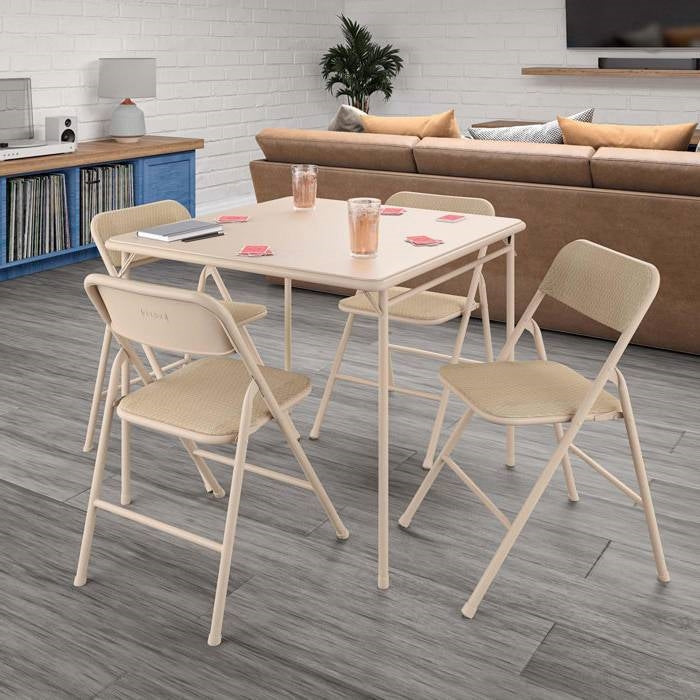 5-Piece Square Folding Dining Table with 4 Chairs Guest Set Game Table - Beige LuxuryLifeWay Online Store