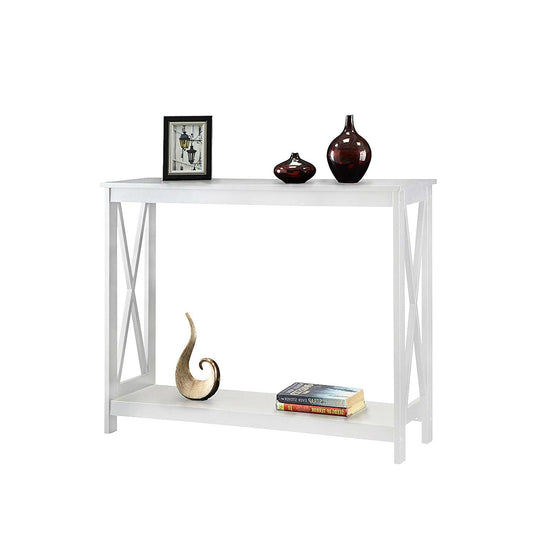 White Wood Console Sofa Table with Bottom Storage Shelf LuxuryLifeWay Online Store