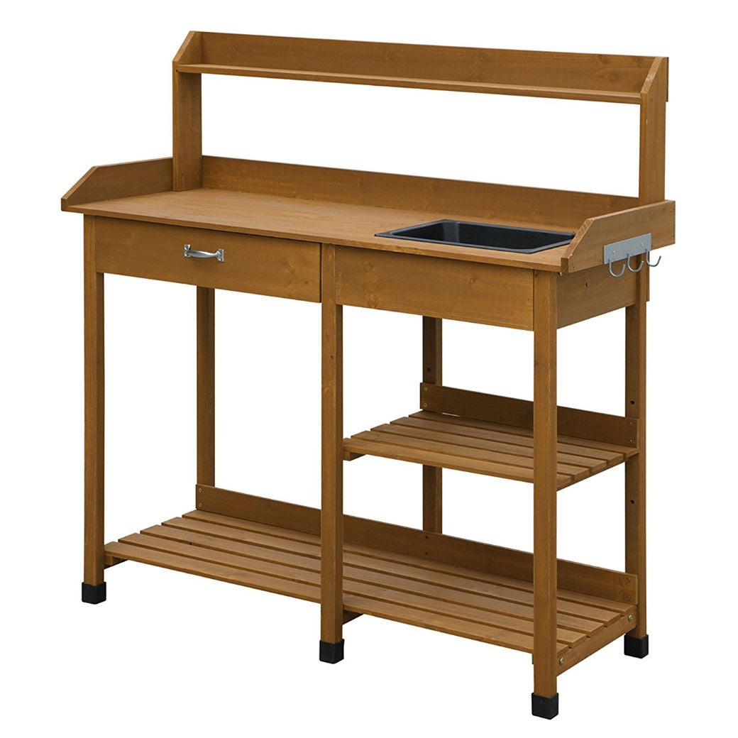 Modern Garden Potting Bench Table with Sink Storage Shelves & Drawer LuxuryLifeWay Online Store