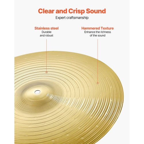 Cymbal Pack, 6 Pieces Cymbals for Drum Set, Alloy Cymbals Drum Set Includes 14-inch Hi-Hats, 16-inch Crash, 18-inch Crash, 20-inch Ride, 10-inch Splash, 16-inch China, Drumsticks & Cymbal Bag LuxuryLifeWay Online Store