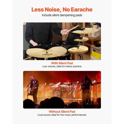 Cymbal Pack, 6 Pieces Cymbals for Drum Set, Alloy Cymbals Drum Set Includes 14-inch Hi-Hats, 16-inch Crash, 18-inch Crash, 20-inch Ride, 10-inch Splash, 16-inch China, Drumsticks & Cymbal Bag LuxuryLifeWay Online Store