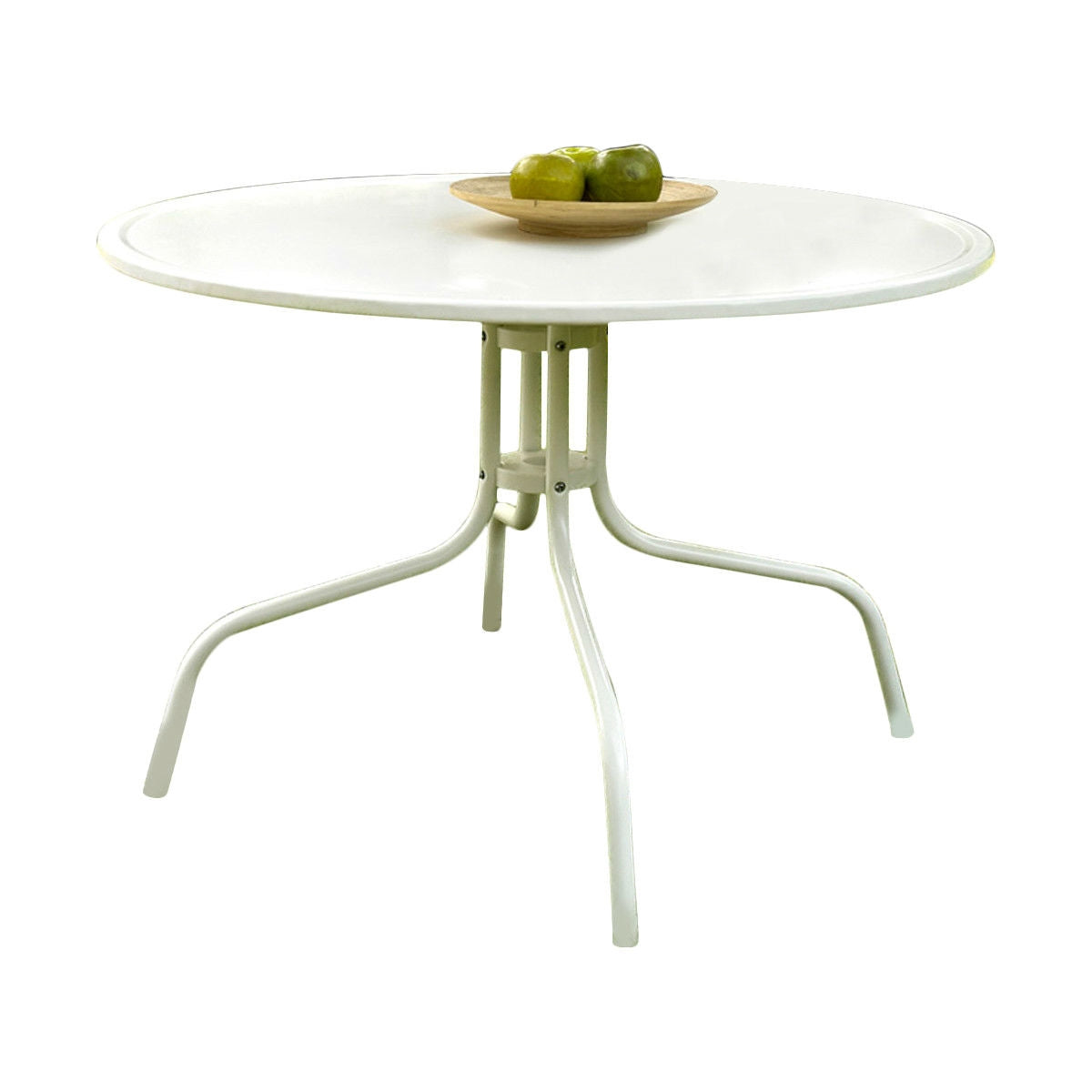 Round Patio Dining Table in White Outdoor UV Resistant Metal LuxuryLifeWay Online Store