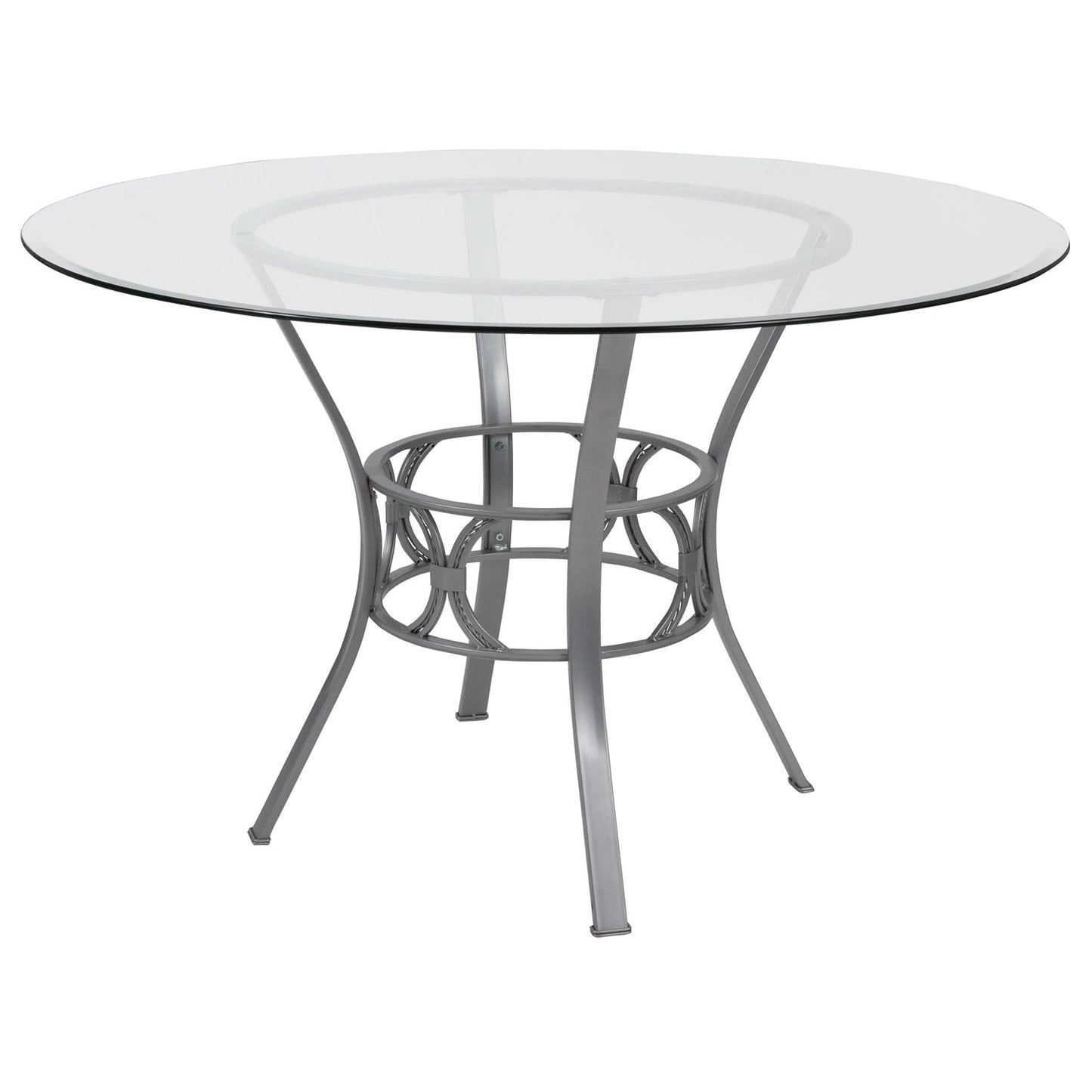 Round 48-inch Glass Top Dining Table with Silver Metal Frame LuxuryLifeWay Online Store