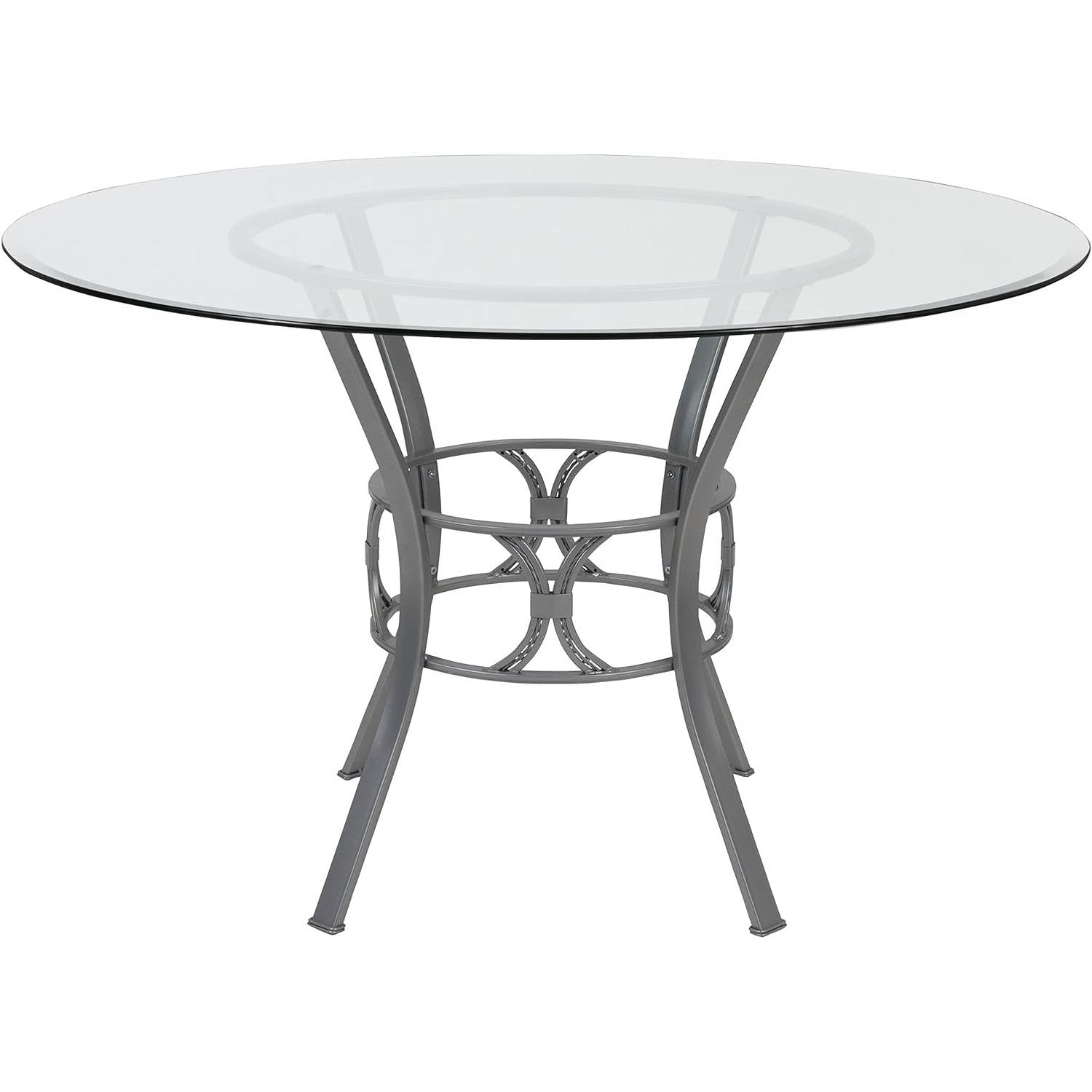 Round 48-inch Glass Top Dining Table with Silver Metal Frame LuxuryLifeWay Online Store