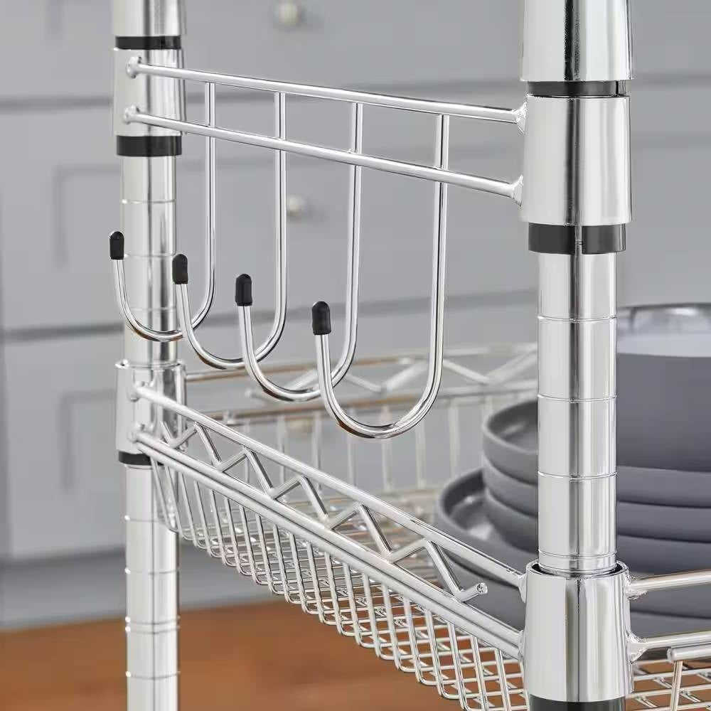 Compact Kitchen Cart with Stainless Steel Top and 2 Bottom Storage Shelves LuxuryLifeWay Online Store