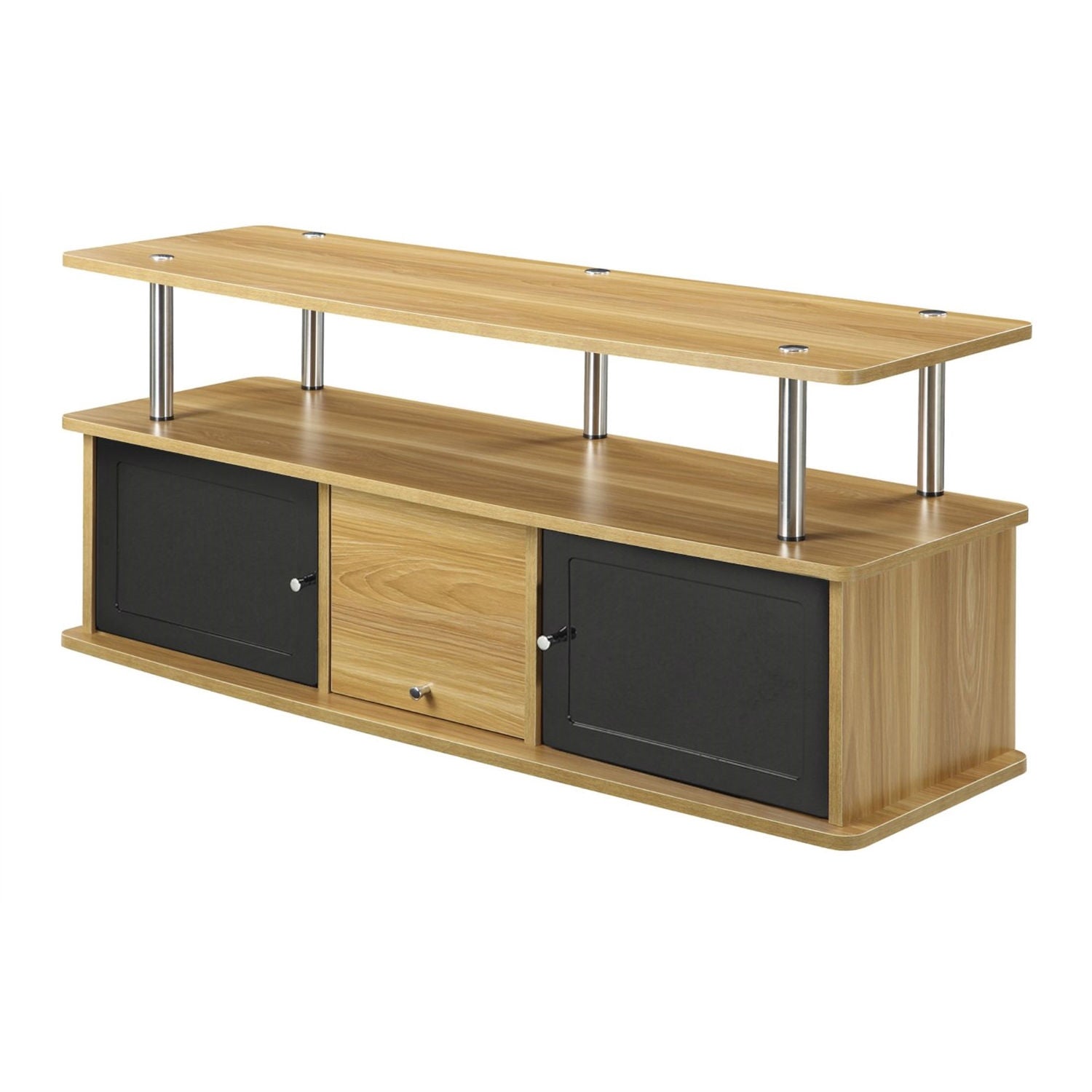 Modern 50-inch TV Stand in Light Oak / Black Wood Finish LuxuryLifeWay Online Store