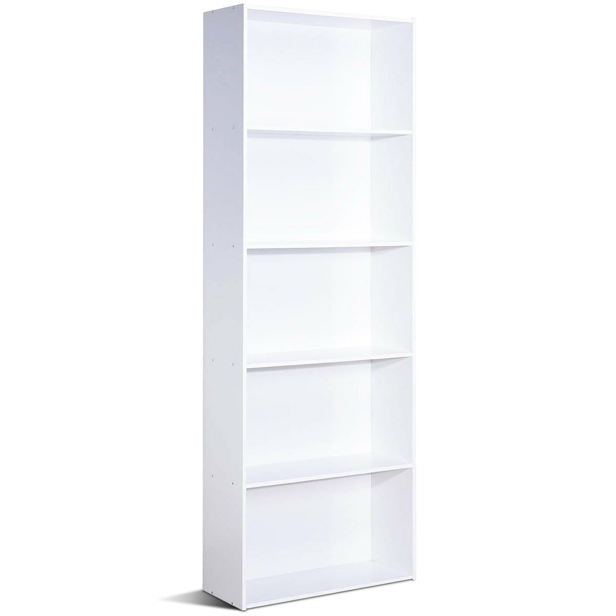 Modern 5-Tier Bookcase Storage Shelf in White Wood Finish LuxuryLifeWay Online Store