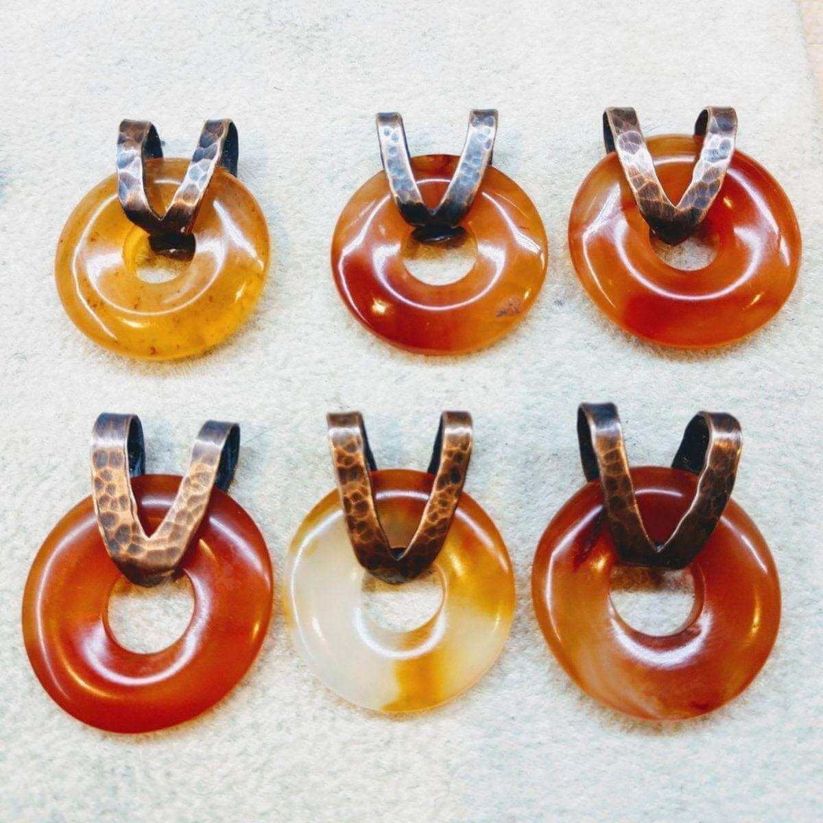 Carnelian Gemstone Donut Copper Chain Necklace LuxuryLifeWay Online Store