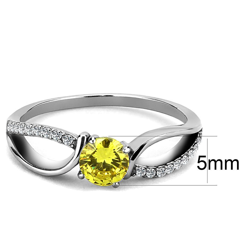 DA005 - High polished (no plating) Stainless Steel Ring with AAA Grade CZ  in Topaz LuxuryLifeWay Online Store