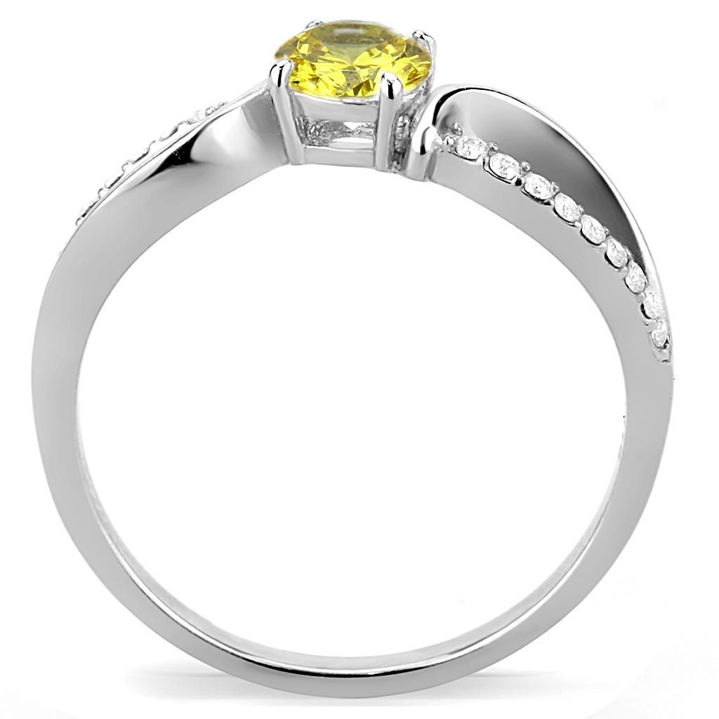 DA005 - High polished (no plating) Stainless Steel Ring with AAA Grade CZ  in Topaz LuxuryLifeWay Online Store
