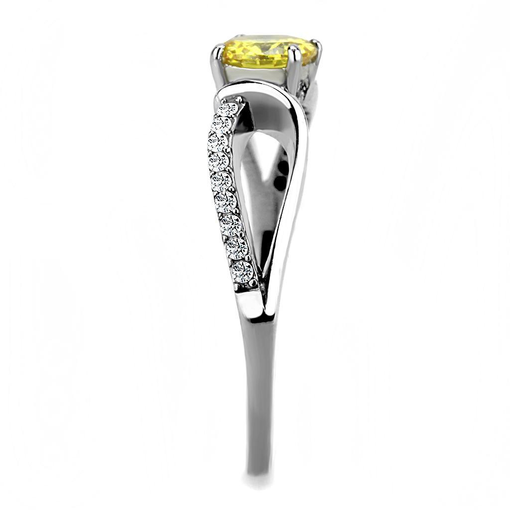 DA005 - High polished (no plating) Stainless Steel Ring with AAA Grade CZ  in Topaz LuxuryLifeWay Online Store