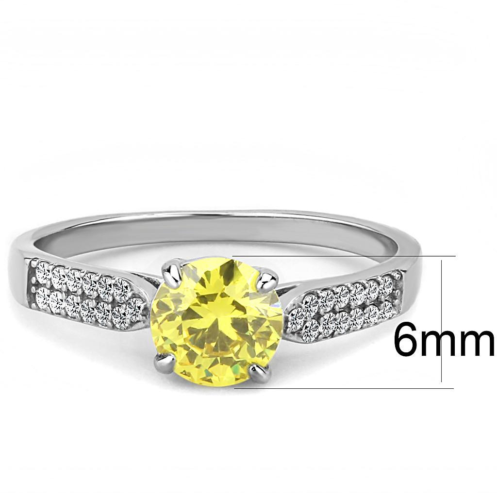 DA021 - High polished (no plating) Stainless Steel Ring with AAA Grade CZ  in Topaz LuxuryLifeWay Online Store