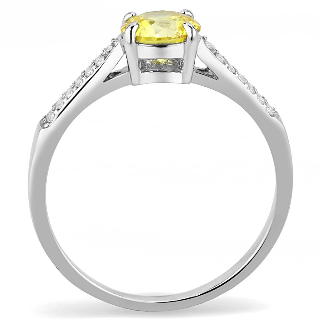 DA021 - High polished (no plating) Stainless Steel Ring with AAA Grade CZ  in Topaz LuxuryLifeWay Online Store