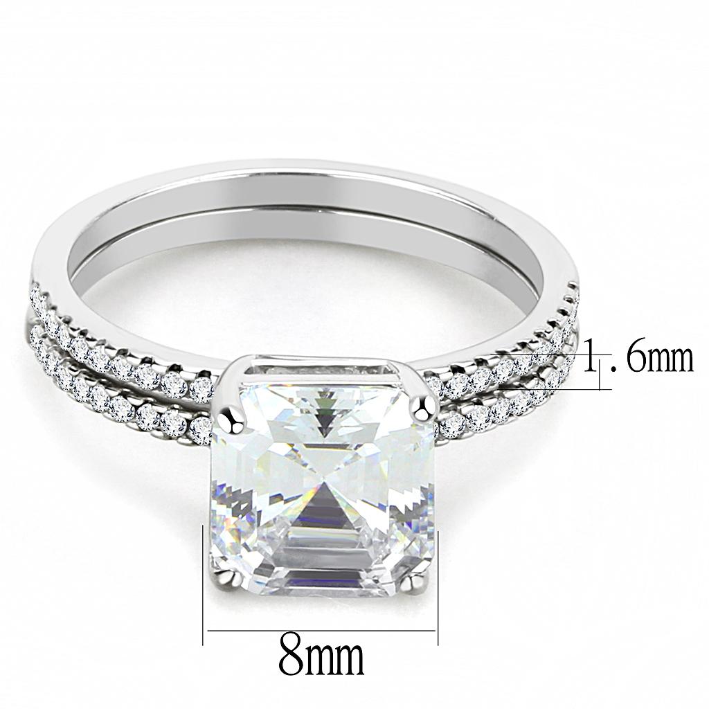 DA065 - High polished (no plating) Stainless Steel Ring with Cubic  in Clear LuxuryLifeWay Online Store