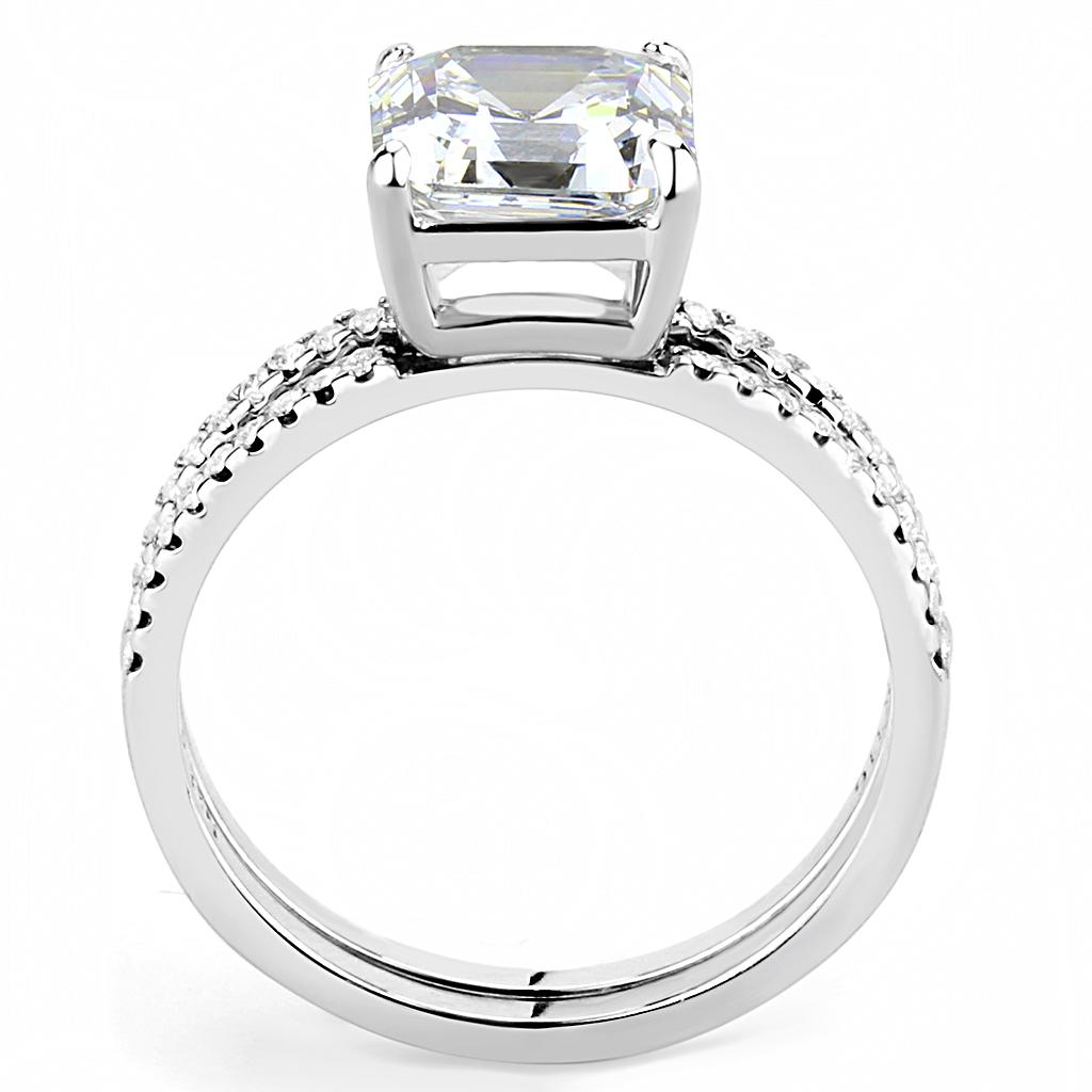 DA065 - High polished (no plating) Stainless Steel Ring with Cubic  in Clear LuxuryLifeWay Online Store
