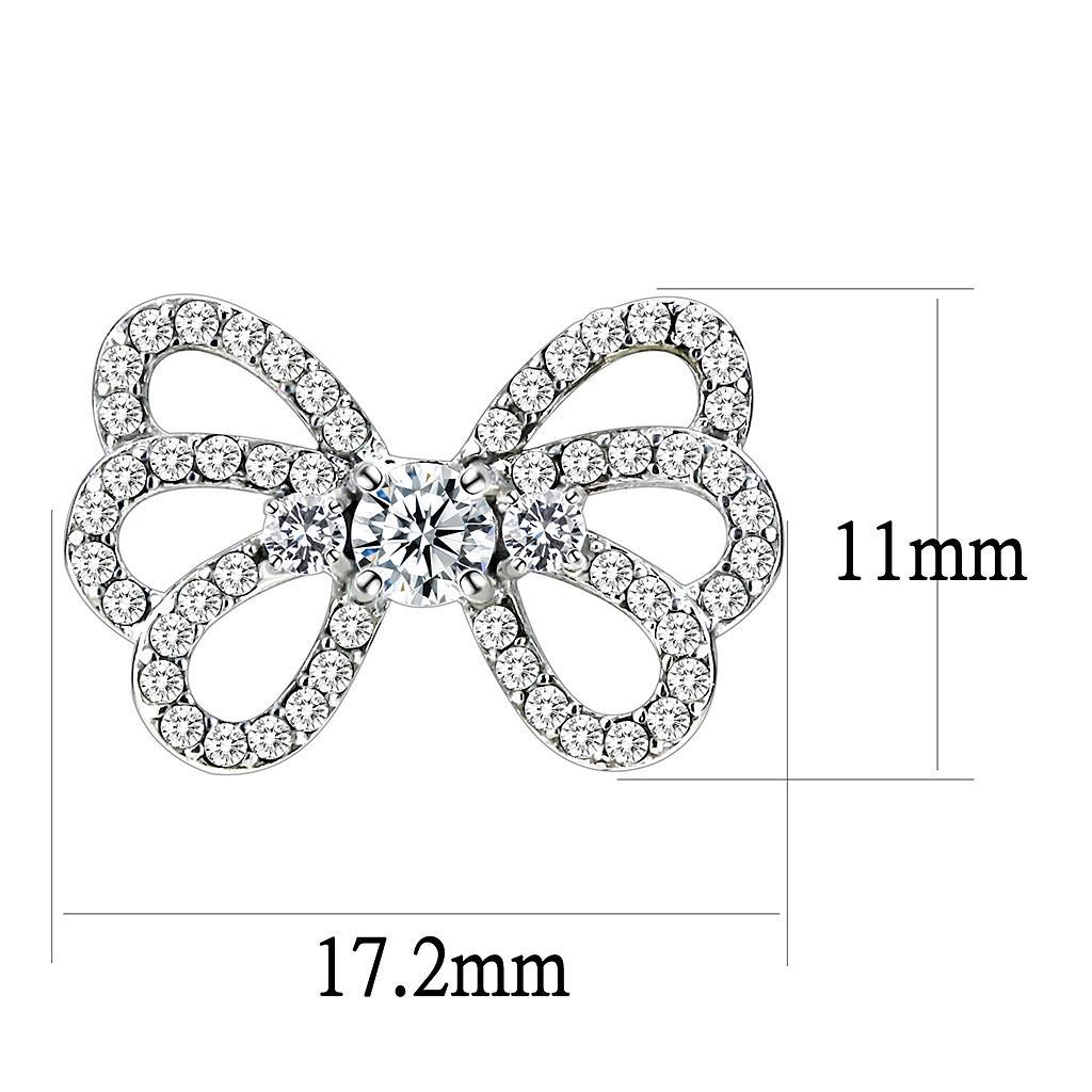 DA067 - High polished (no plating) Stainless Steel Earrings with AAA Grade CZ  in Clear LuxuryLifeWay Online Store