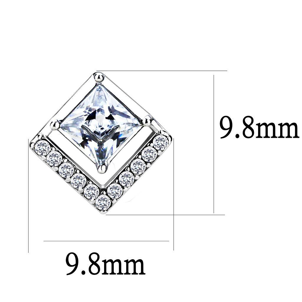 DA071 - High polished (no plating) Stainless Steel Earrings with AAA Grade CZ  in Clear LuxuryLifeWay Online Store