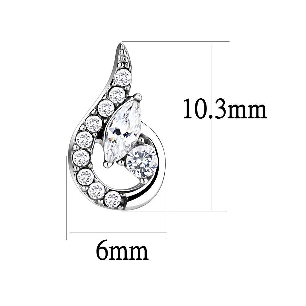 DA074 - High polished (no plating) Stainless Steel Earrings with AAA Grade CZ  in Clear LuxuryLifeWay Online Store