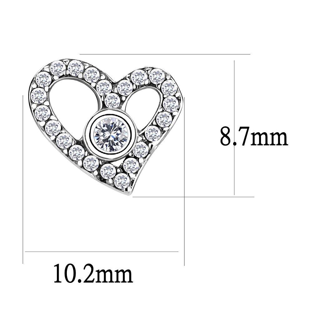 DA075 - High polished (no plating) Stainless Steel Earrings with AAA Grade CZ  in Clear LuxuryLifeWay Online Store