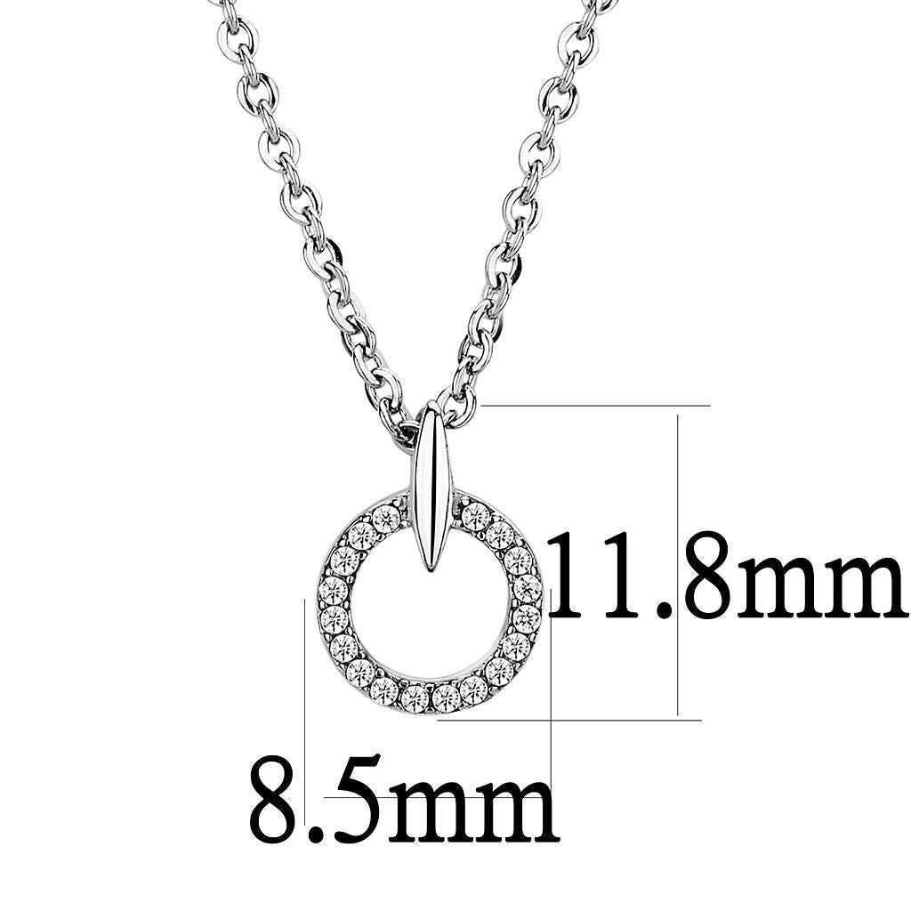 DA091 - High polished (no plating) Stainless Steel Chain Pendant with AAA Grade CZ  in Clear LuxuryLifeWay Online Store
