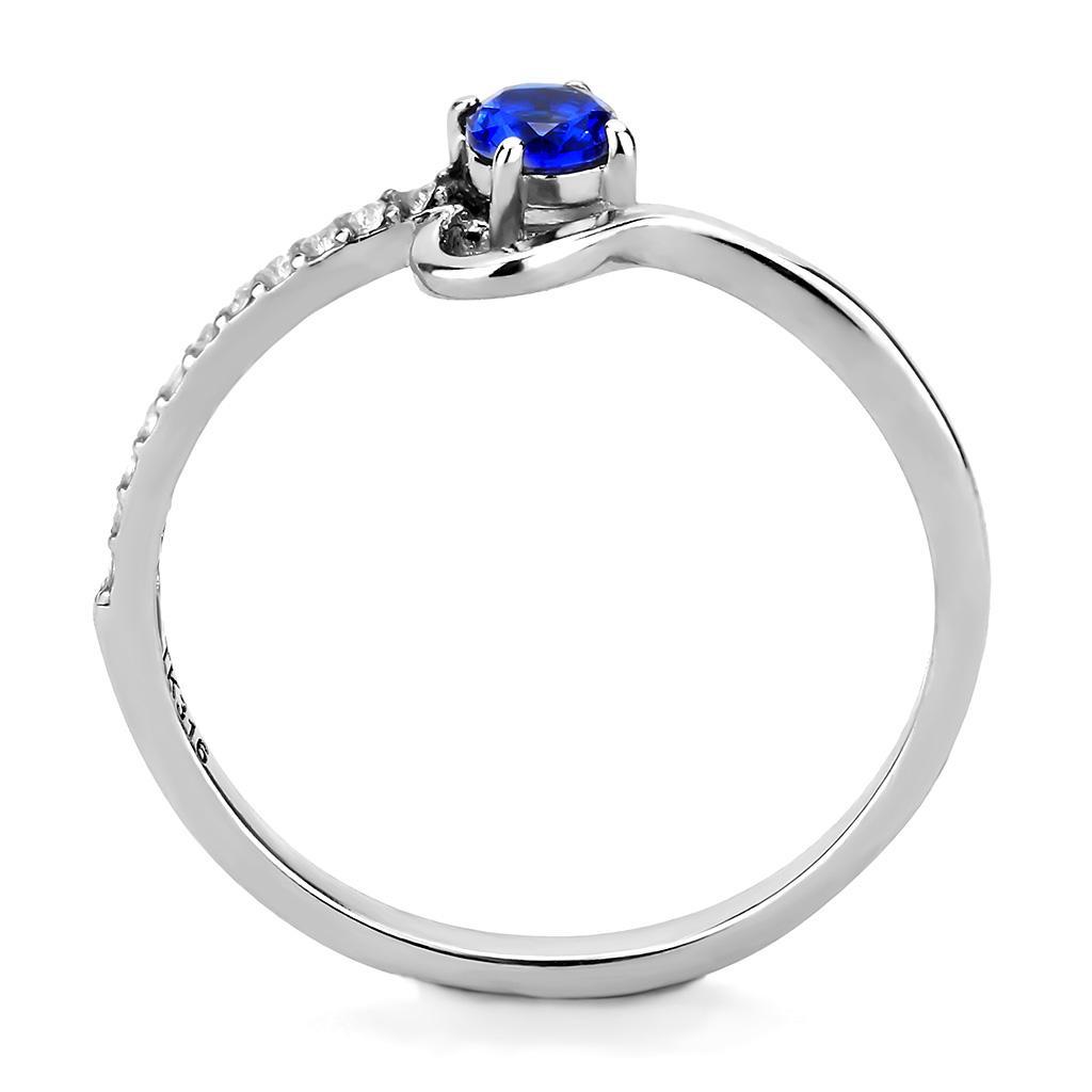 DA114 - High polished (no plating) Stainless Steel Ring with AAA Grade CZ  in London Blue LuxuryLifeWay Online Store