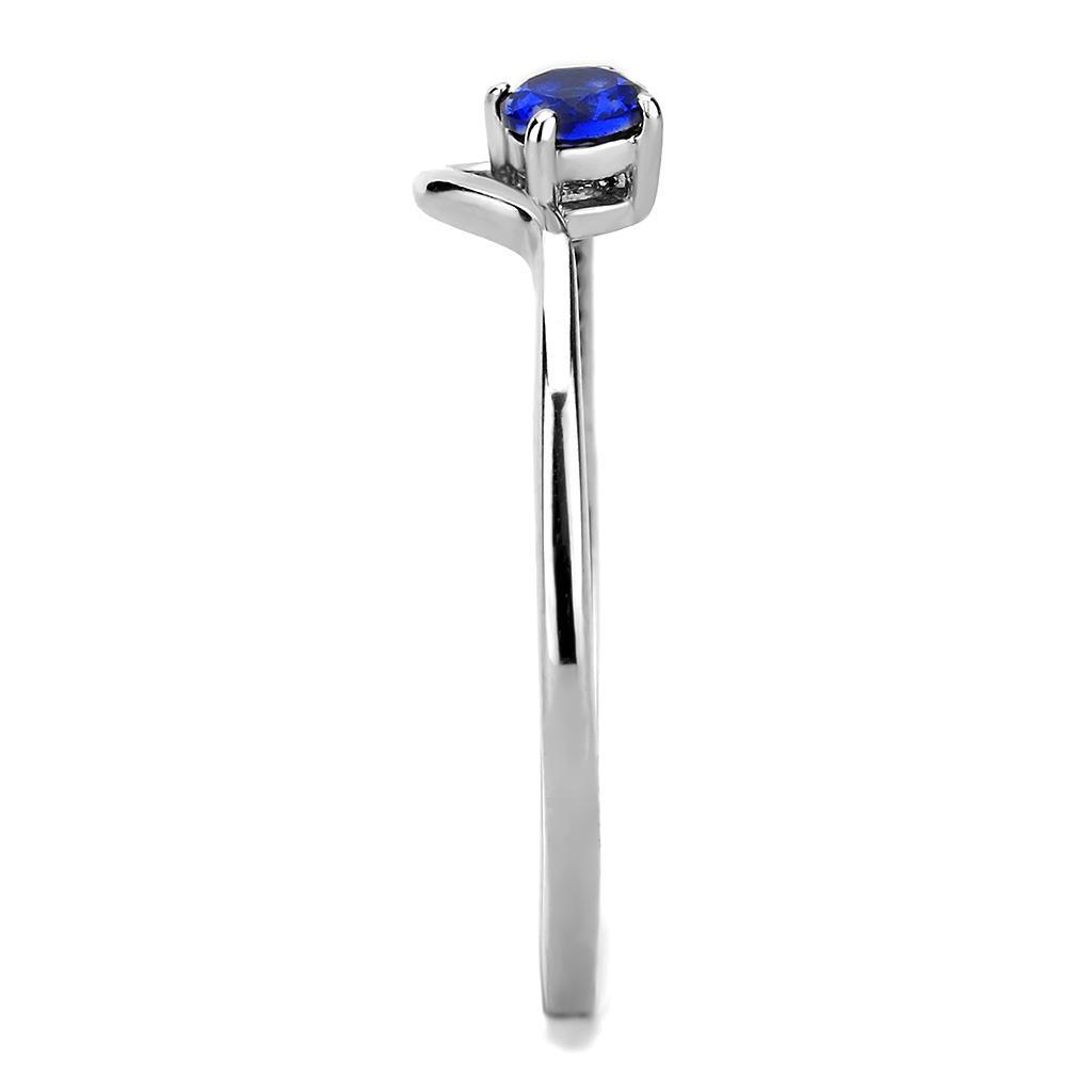 DA114 - High polished (no plating) Stainless Steel Ring with AAA Grade CZ  in London Blue LuxuryLifeWay Online Store