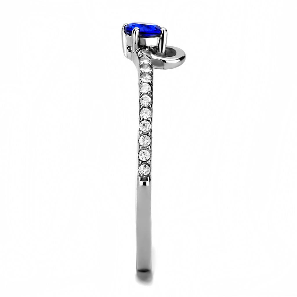 DA114 - High polished (no plating) Stainless Steel Ring with AAA Grade CZ  in London Blue LuxuryLifeWay Online Store