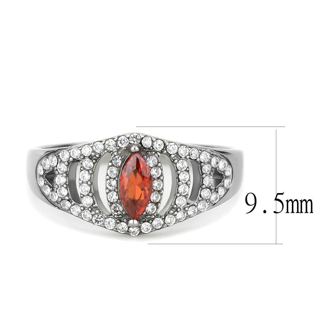 DA123 - High polished (no plating) Stainless Steel Ring with AAA Grade CZ  in Orange LuxuryLifeWay Online Store