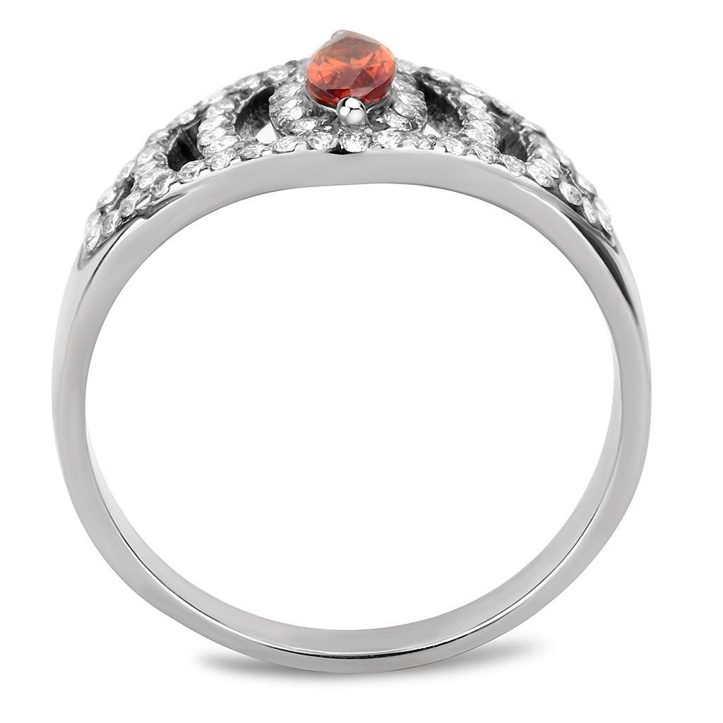 DA123 - High polished (no plating) Stainless Steel Ring with AAA Grade CZ  in Orange LuxuryLifeWay Online Store