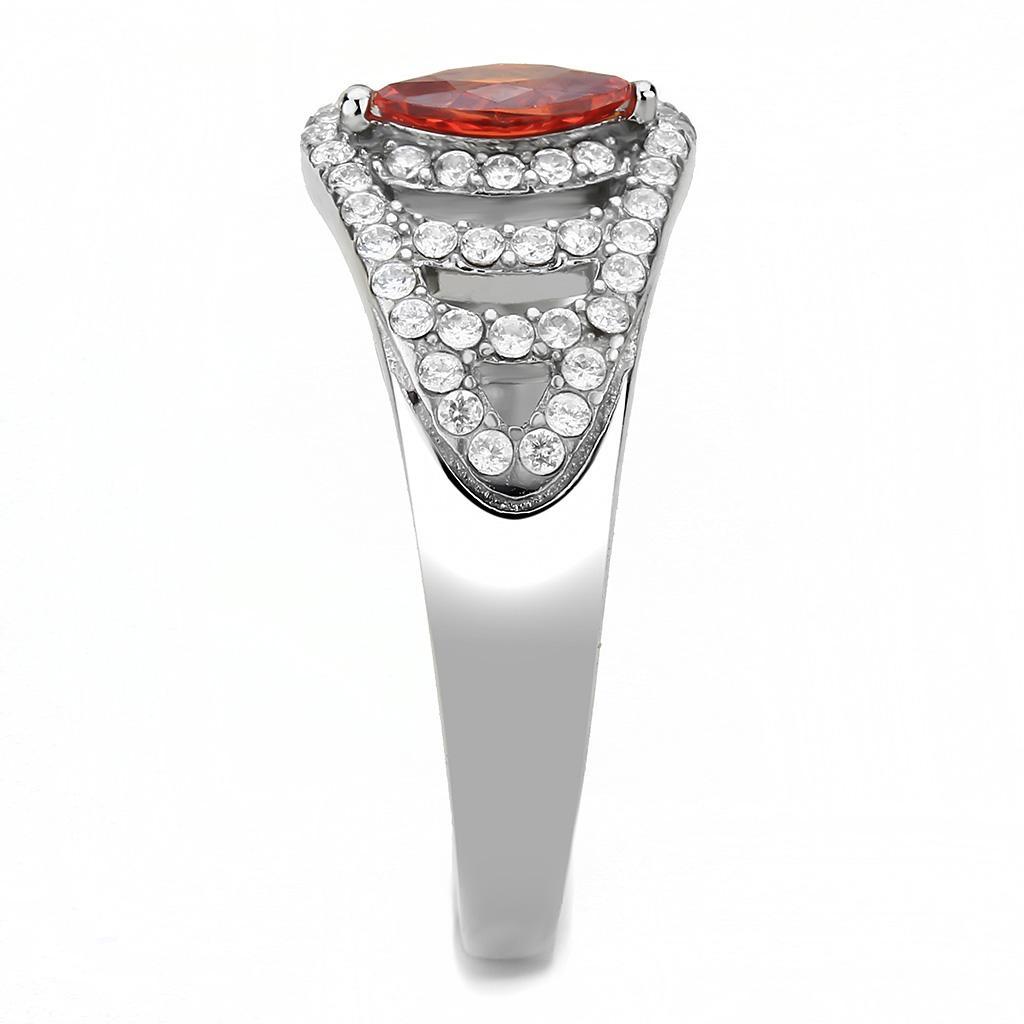 DA123 - High polished (no plating) Stainless Steel Ring with AAA Grade CZ  in Orange LuxuryLifeWay Online Store