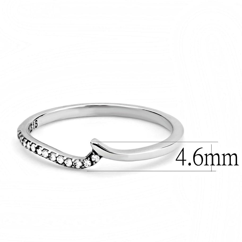 DA162 - High polished (no plating) Stainless Steel Ring with AAA Grade CZ  in Clear LuxuryLifeWay Online Store