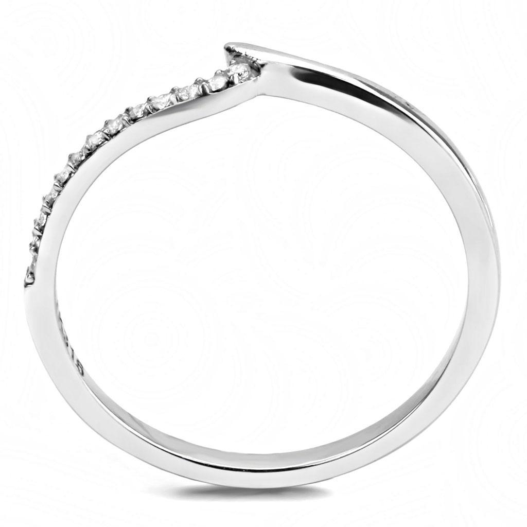 DA162 - High polished (no plating) Stainless Steel Ring with AAA Grade CZ  in Clear LuxuryLifeWay Online Store