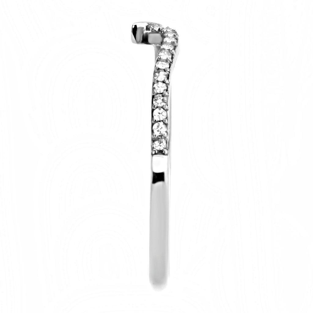 DA162 - High polished (no plating) Stainless Steel Ring with AAA Grade CZ  in Clear LuxuryLifeWay Online Store
