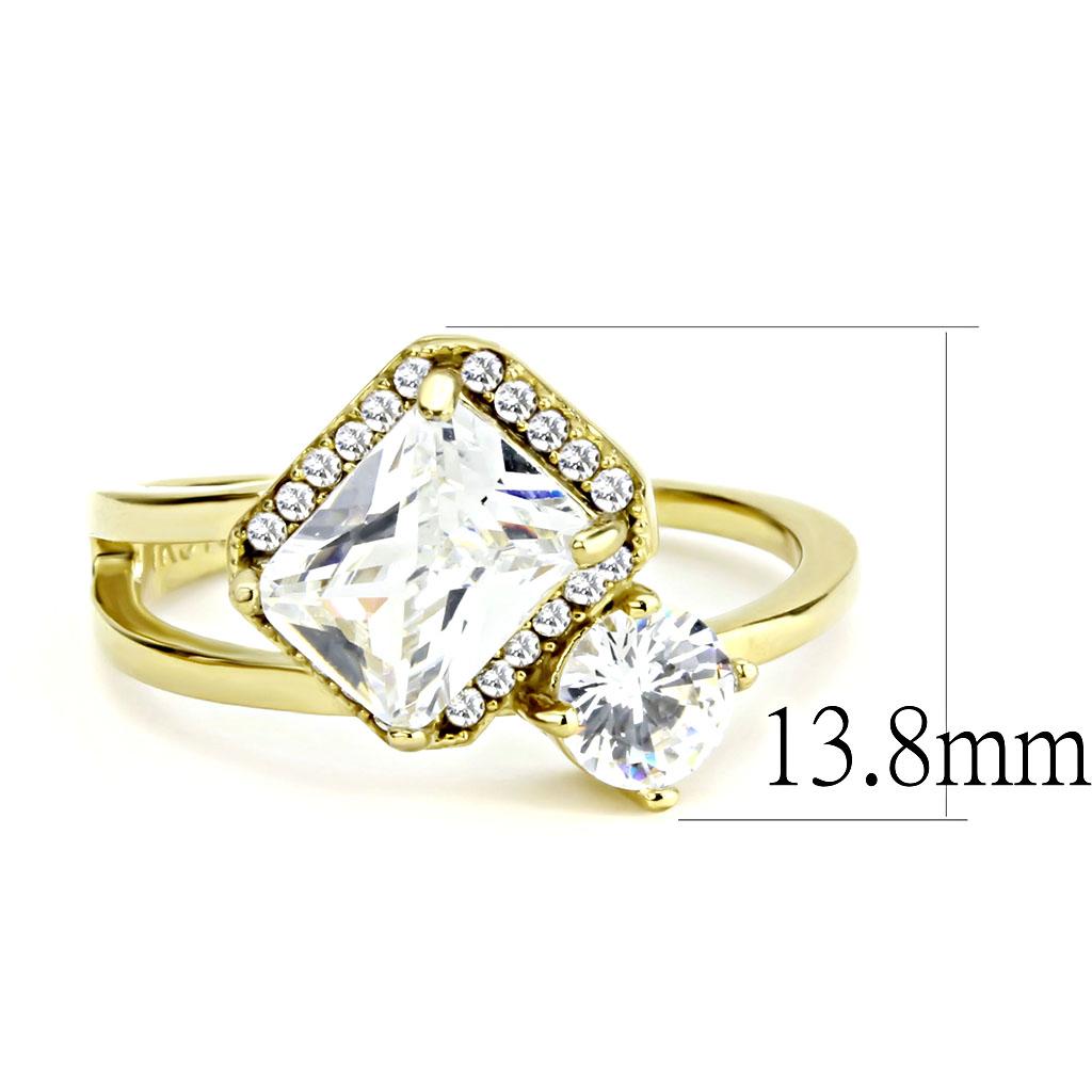 DA173 - IP Gold(Ion Plating) Stainless Steel Ring with AAA Grade CZ  in Clear LuxuryLifeWay Online Store