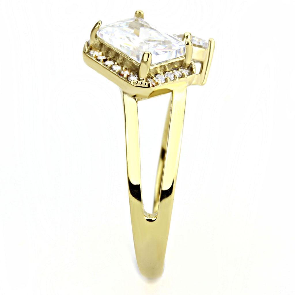DA173 - IP Gold(Ion Plating) Stainless Steel Ring with AAA Grade CZ  in Clear LuxuryLifeWay Online Store