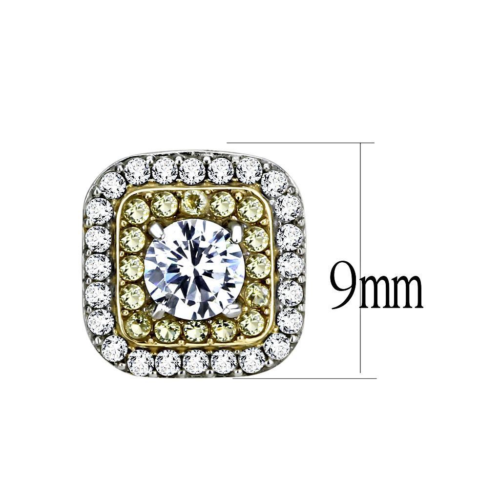 DA220 - Two-Tone IP Gold (Ion Plating) Stainless Steel Earrings with AAA Grade CZ  in Clear LuxuryLifeWay Online Store