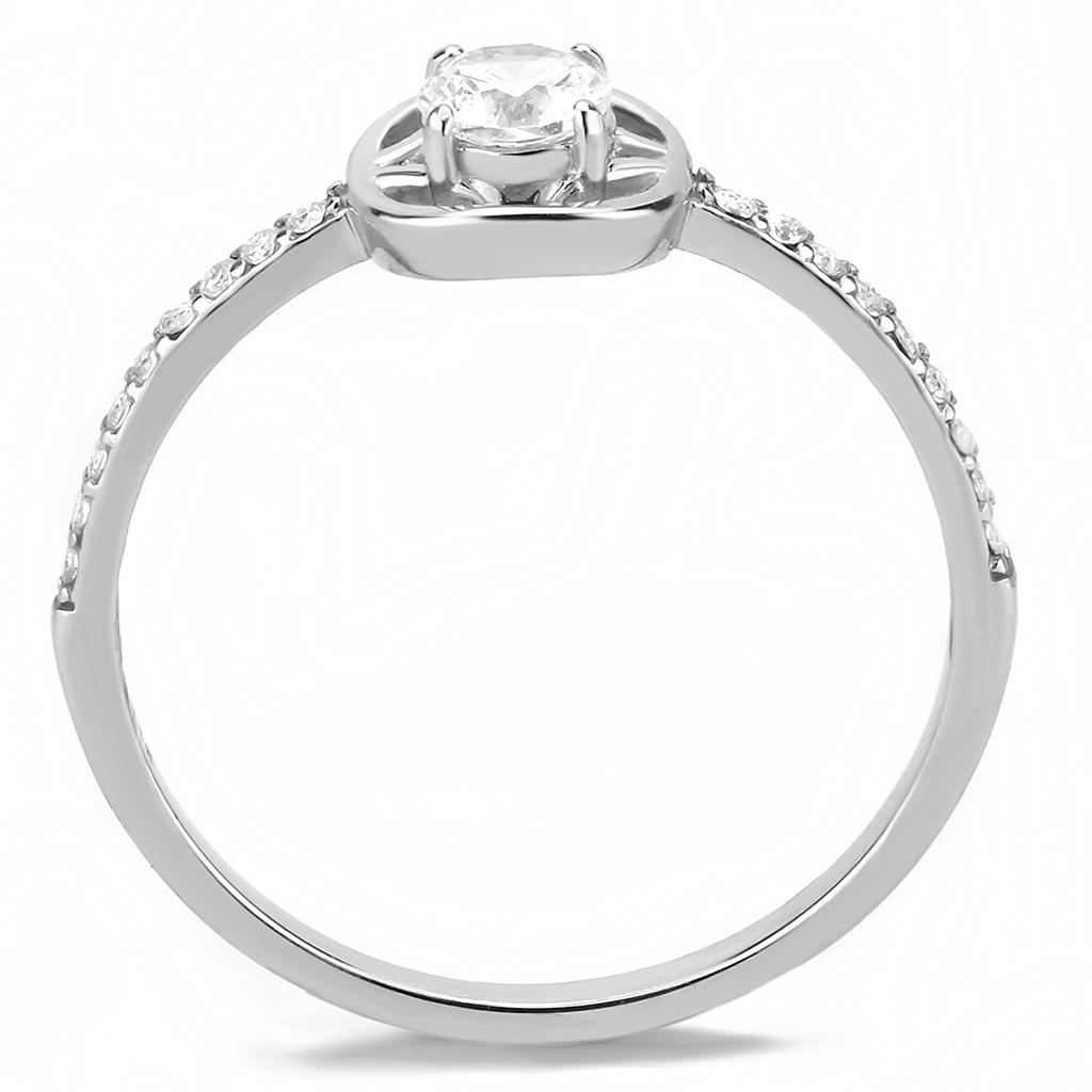 DA238 - High polished (no plating) Stainless Steel Ring with AAA Grade CZ  in Clear LuxuryLifeWay Online Store