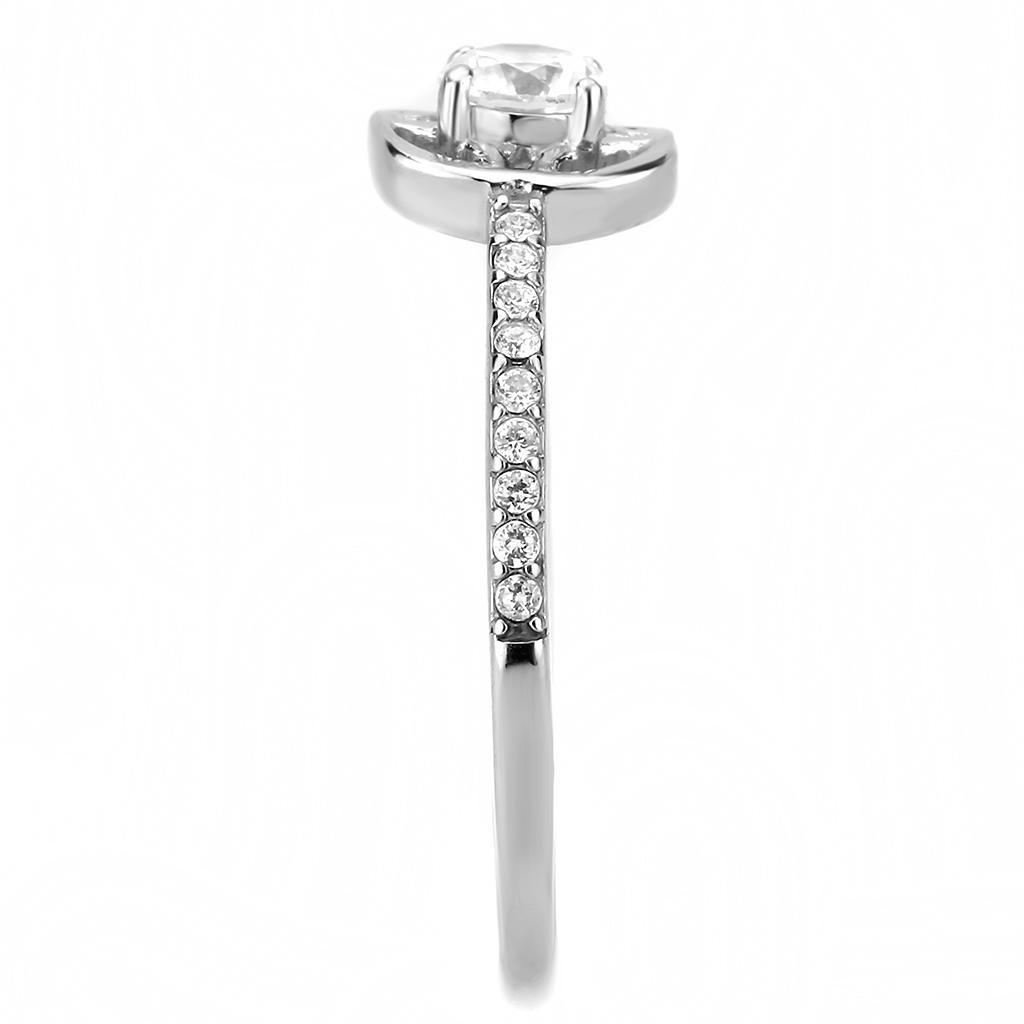 DA238 - High polished (no plating) Stainless Steel Ring with AAA Grade CZ  in Clear LuxuryLifeWay Online Store