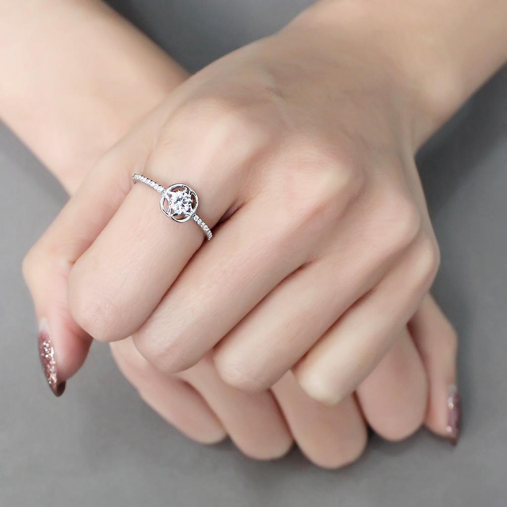 DA238 - High polished (no plating) Stainless Steel Ring with AAA Grade CZ  in Clear LuxuryLifeWay Online Store