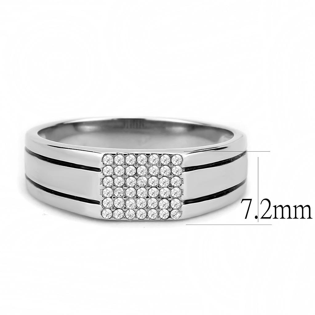 DA253 - High polished (no plating) Stainless Steel Ring with AAA Grade CZ  in Clear LuxuryLifeWay Online Store