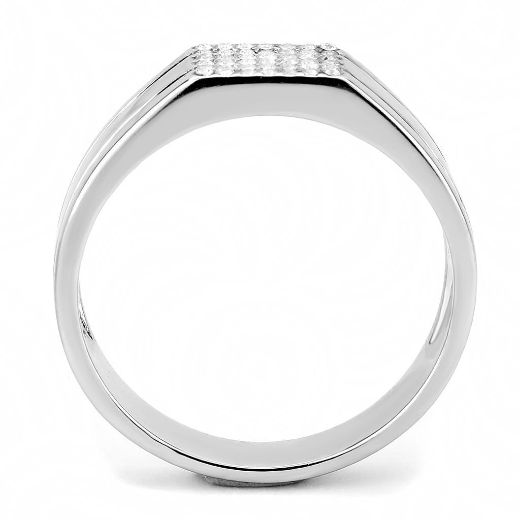 DA253 - High polished (no plating) Stainless Steel Ring with AAA Grade CZ  in Clear LuxuryLifeWay Online Store