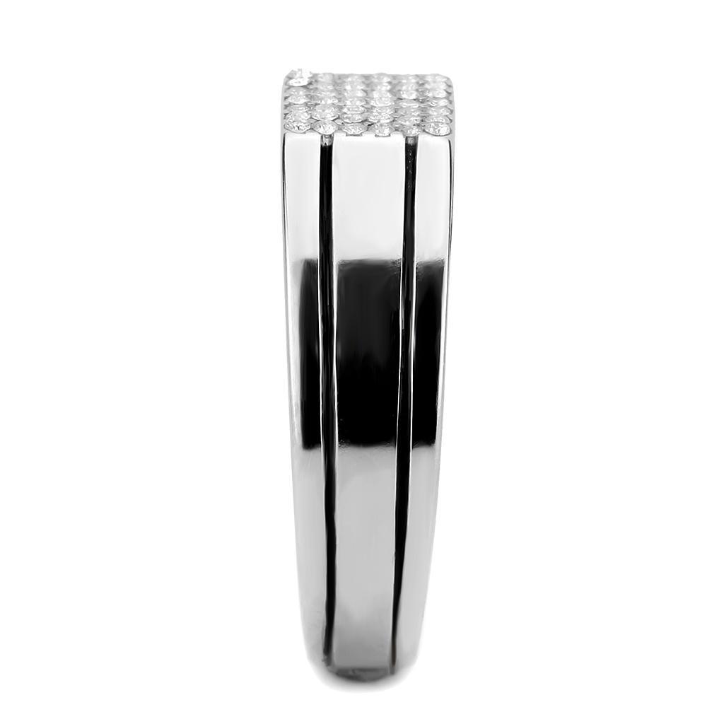 DA253 - High polished (no plating) Stainless Steel Ring with AAA Grade CZ  in Clear LuxuryLifeWay Online Store