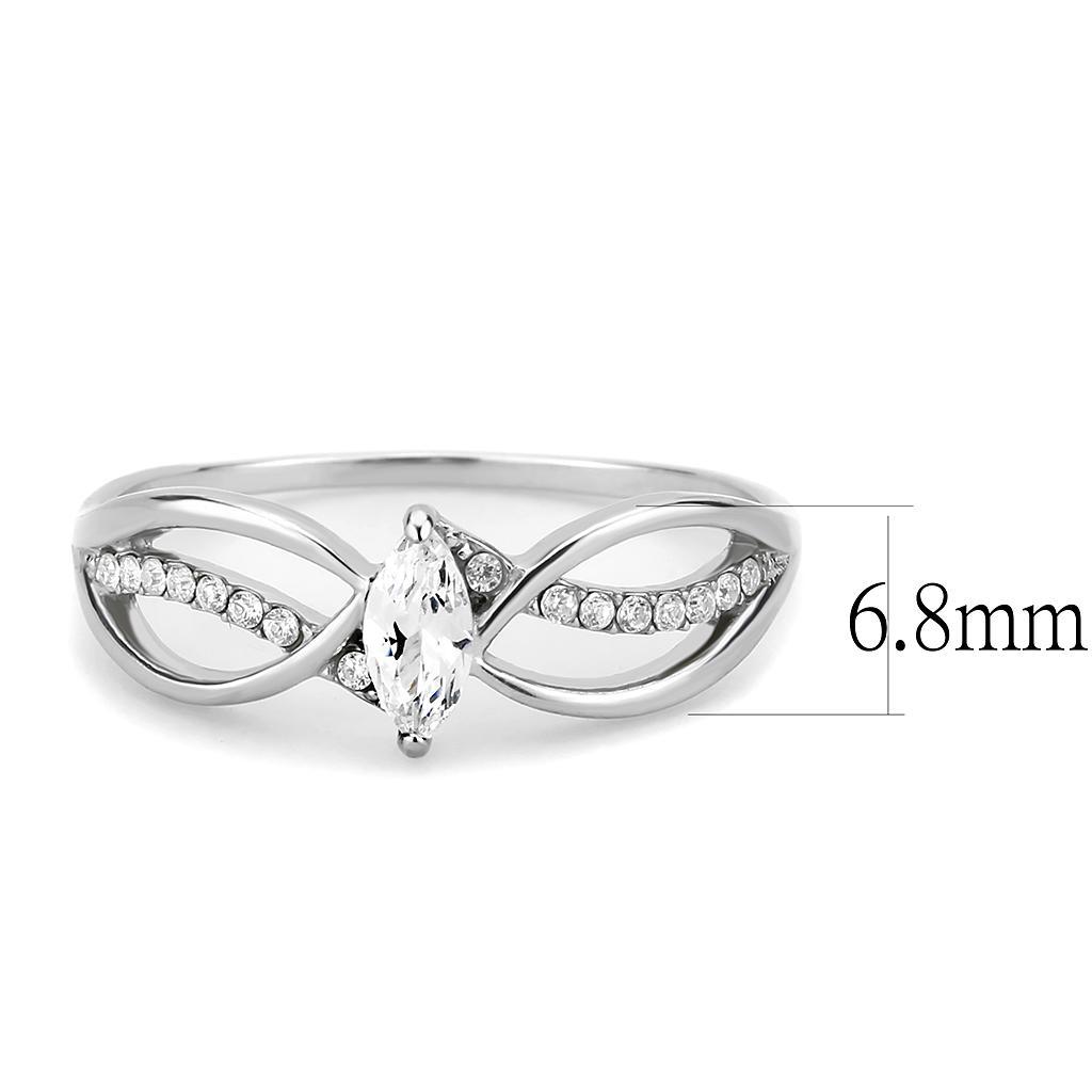 DA262 - High polished (no plating) Stainless Steel Ring with AAA Grade CZ  in Clear LuxuryLifeWay Online Store