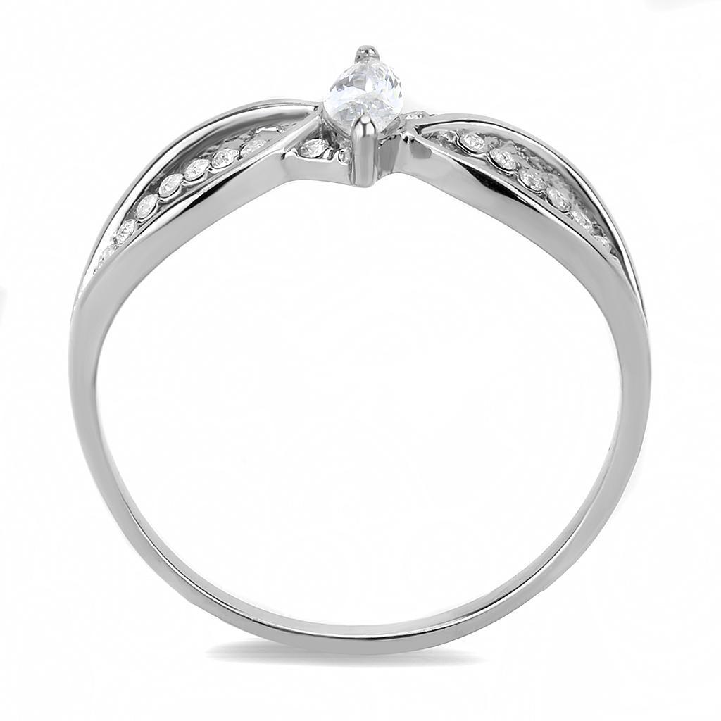 DA262 - High polished (no plating) Stainless Steel Ring with AAA Grade CZ  in Clear LuxuryLifeWay Online Store