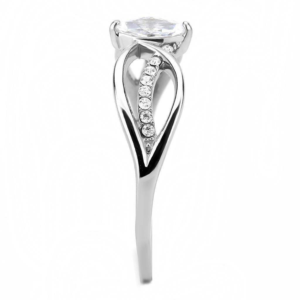 DA262 - High polished (no plating) Stainless Steel Ring with AAA Grade CZ  in Clear LuxuryLifeWay Online Store
