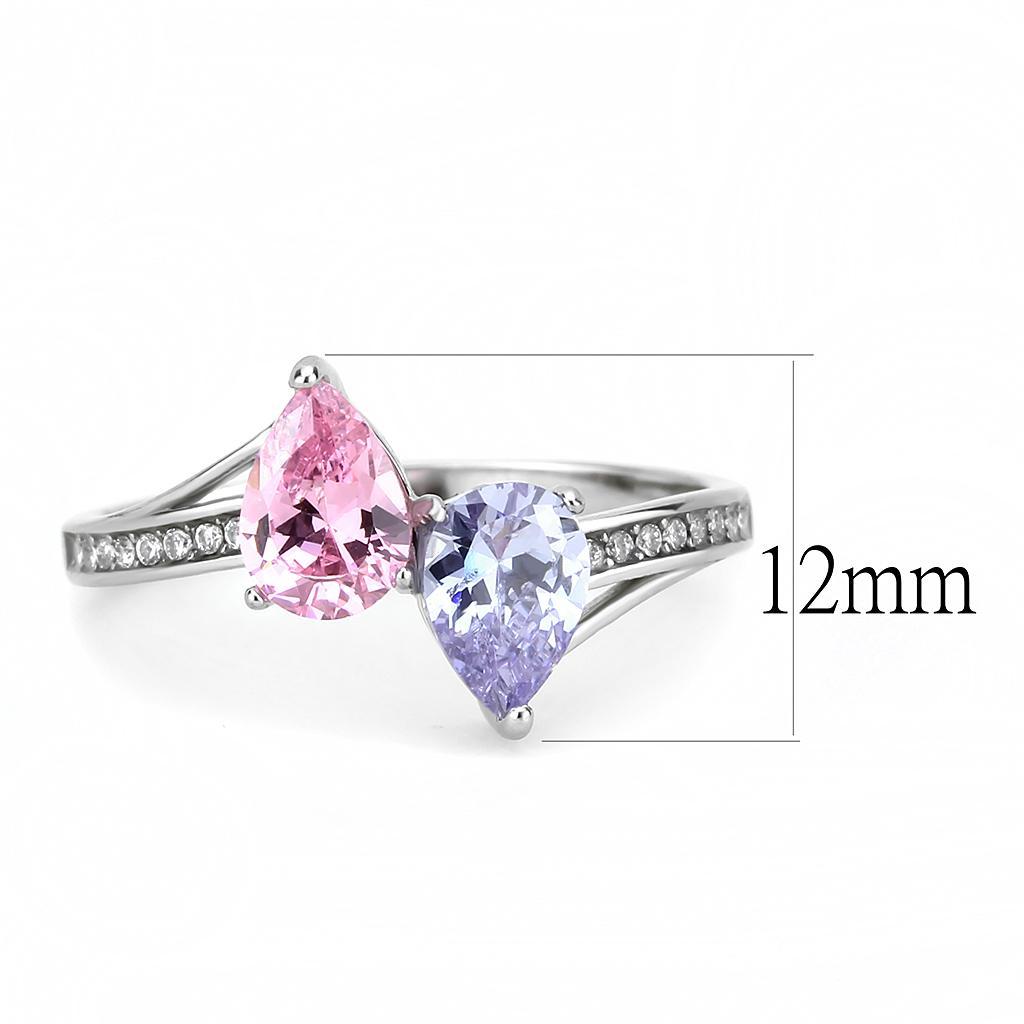 DA270 - High polished (no plating) Stainless Steel Ring with AAA Grade CZ  in Multi Color LuxuryLifeWay Online Store
