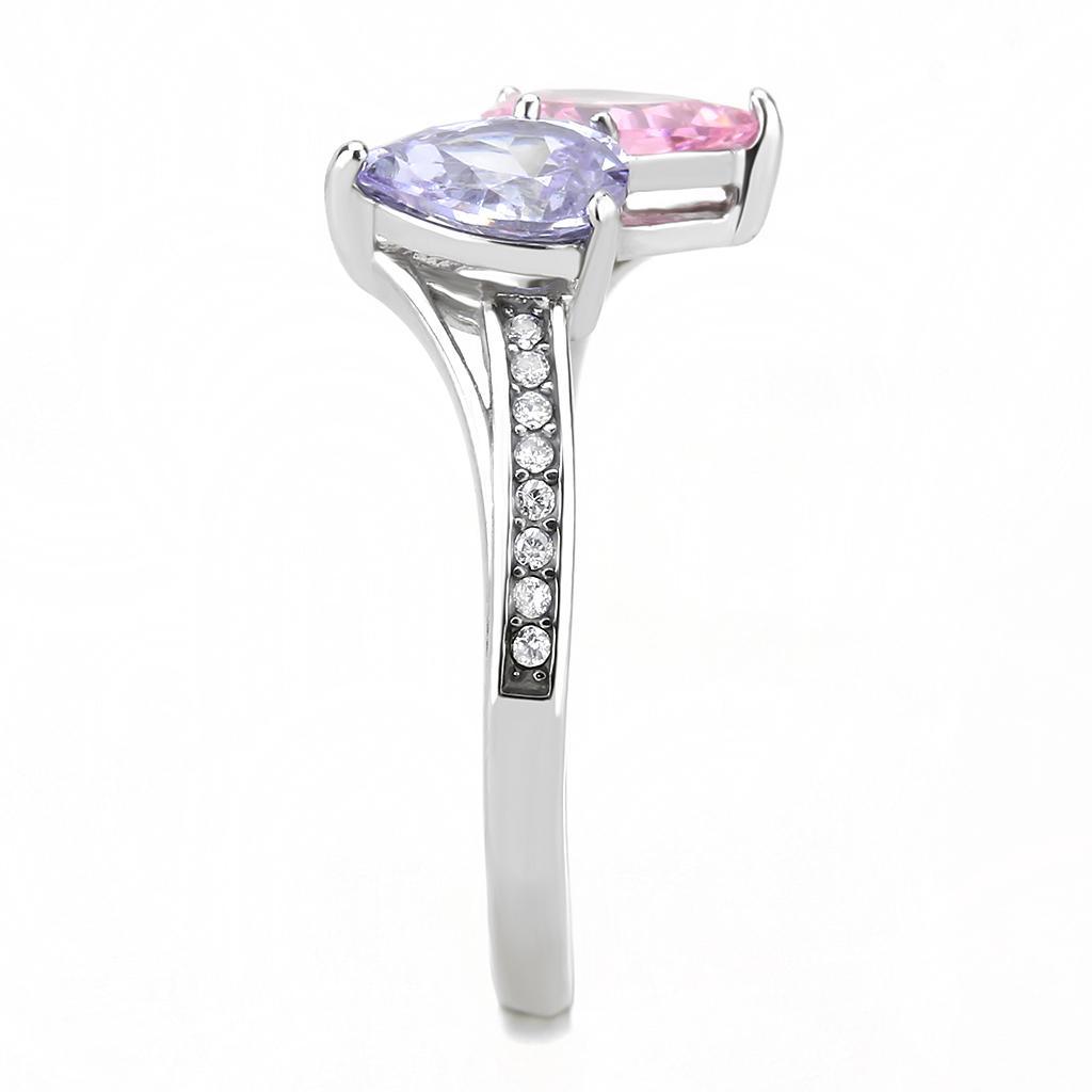 DA270 - High polished (no plating) Stainless Steel Ring with AAA Grade CZ  in Multi Color LuxuryLifeWay Online Store