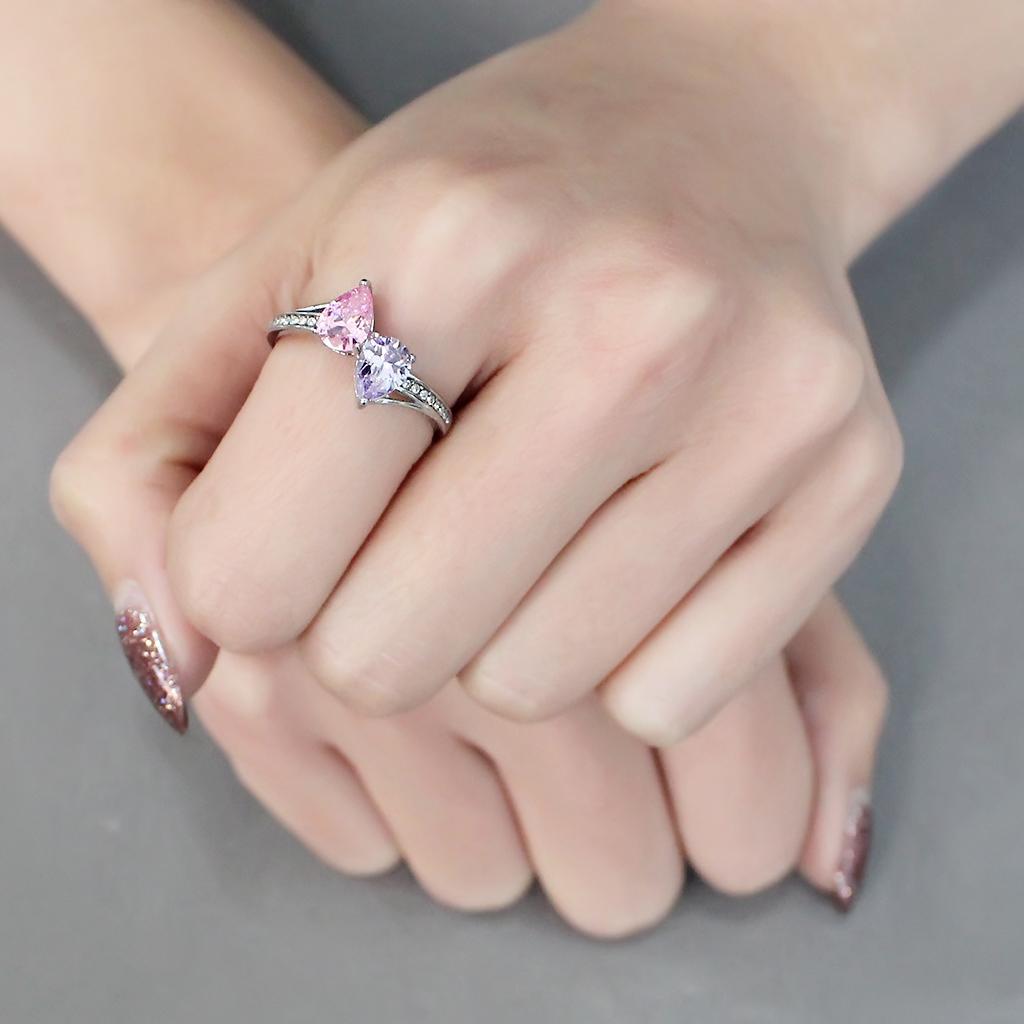 DA270 - High polished (no plating) Stainless Steel Ring with AAA Grade CZ  in Multi Color LuxuryLifeWay Online Store