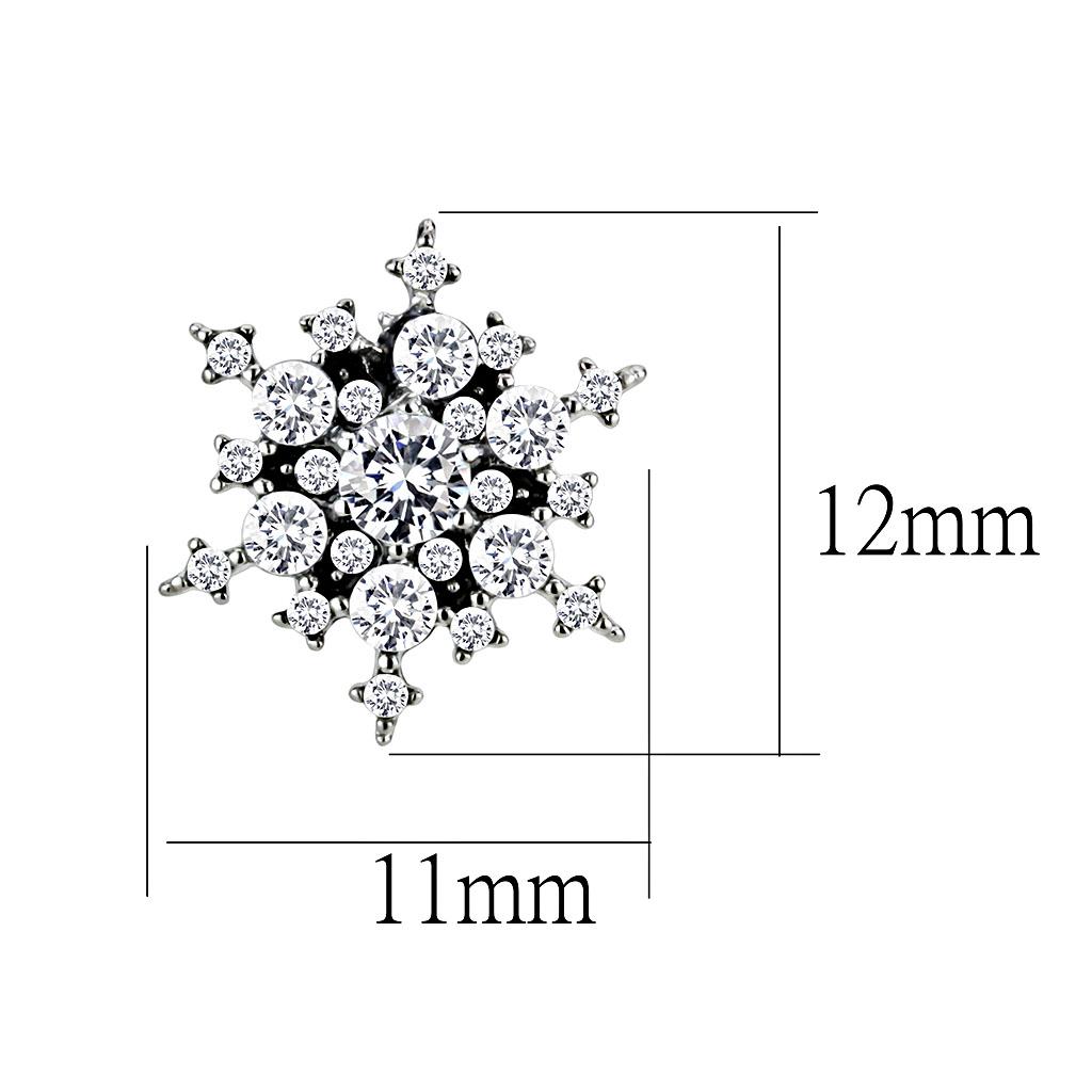 DA294 - High polished (no plating) Stainless Steel Earrings with AAA Grade CZ  in Clear LuxuryLifeWay Online Store